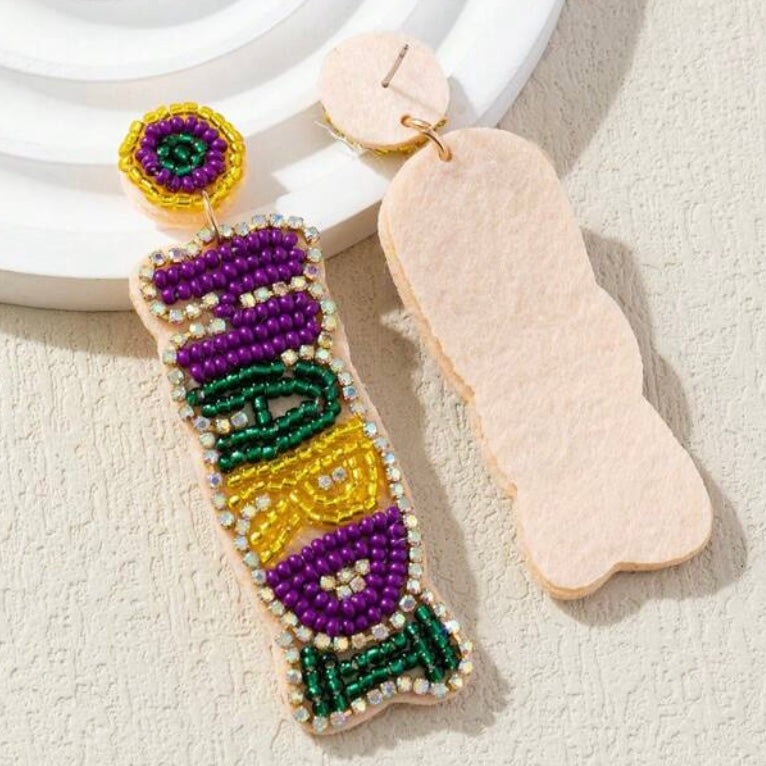 Beading Mardi Gras Earrings
