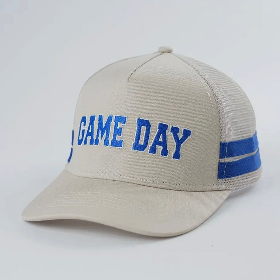 Embroidered Game
Day Double Stripe
Trucker Hat