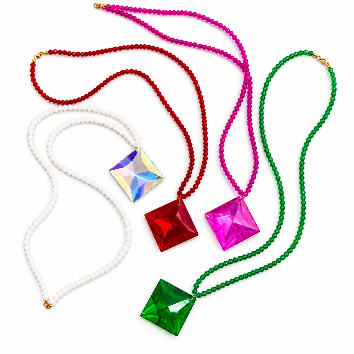 Long Bead Big Gem Necklace