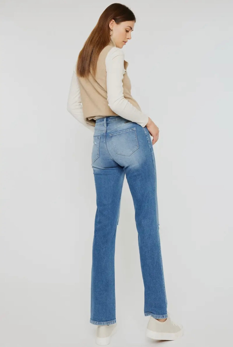 Kan Can High Rise Slim Straight Jeans