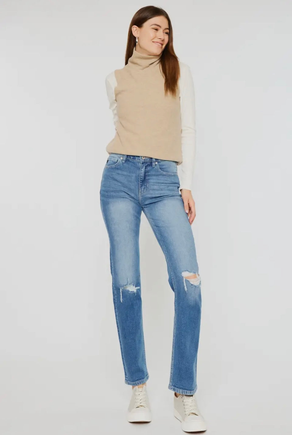 Kan Can High Rise Slim Straight Jeans
