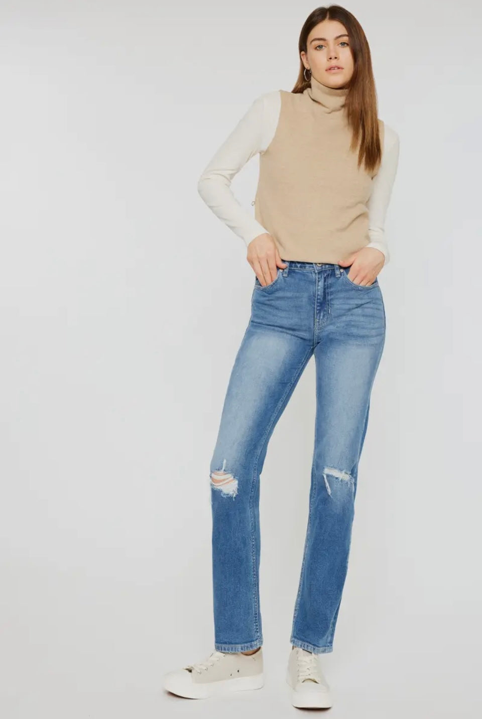 Kan Can High Rise Slim Straight Jeans