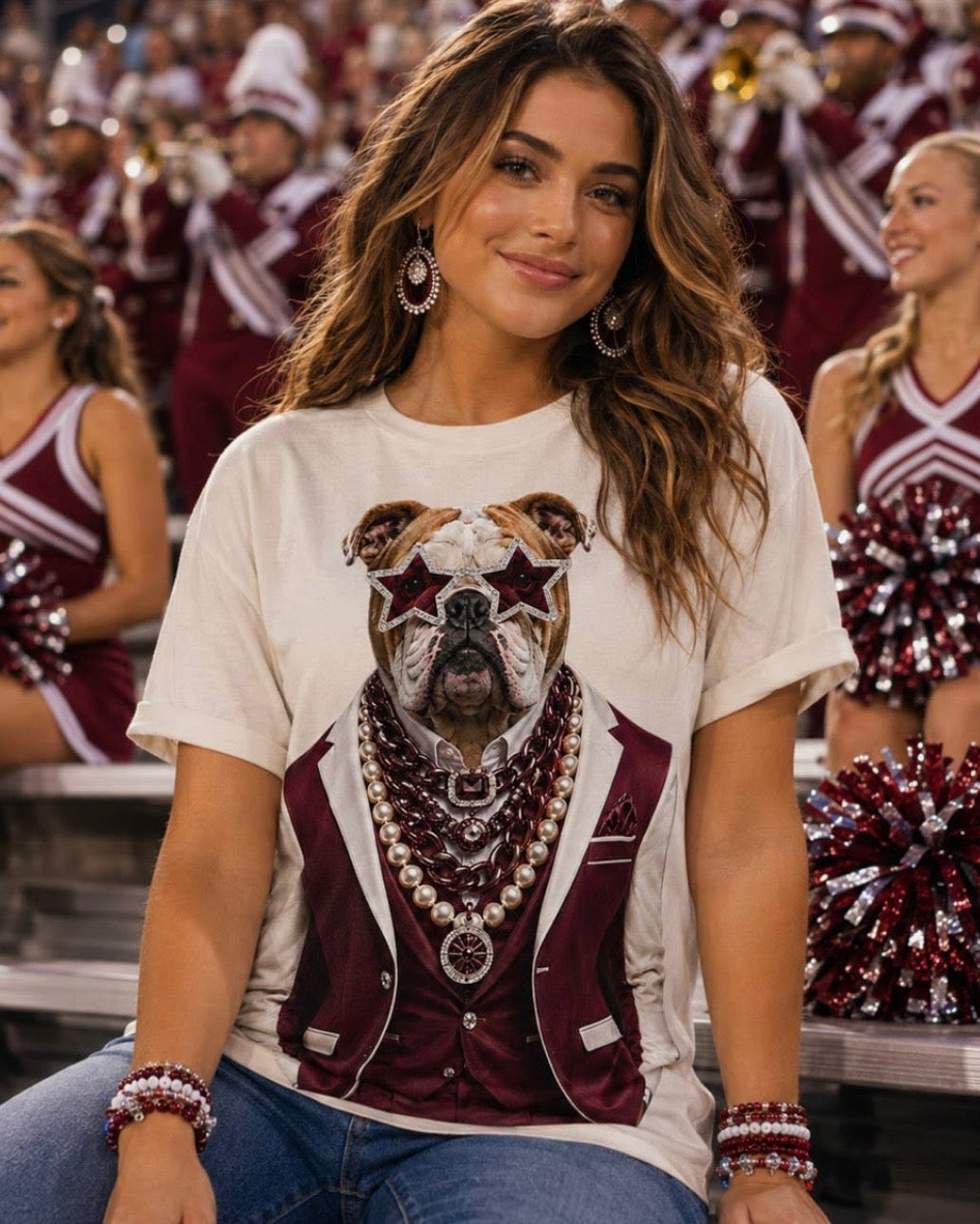 Gameday Bulldog Cream Graphic Tee