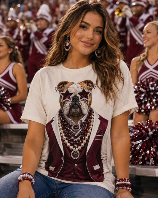 Gameday Bulldog Cream Graphic Tee