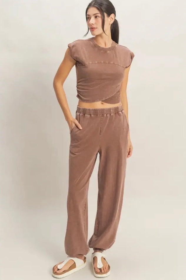 Wrap-Front Crop Top & Jogger Set