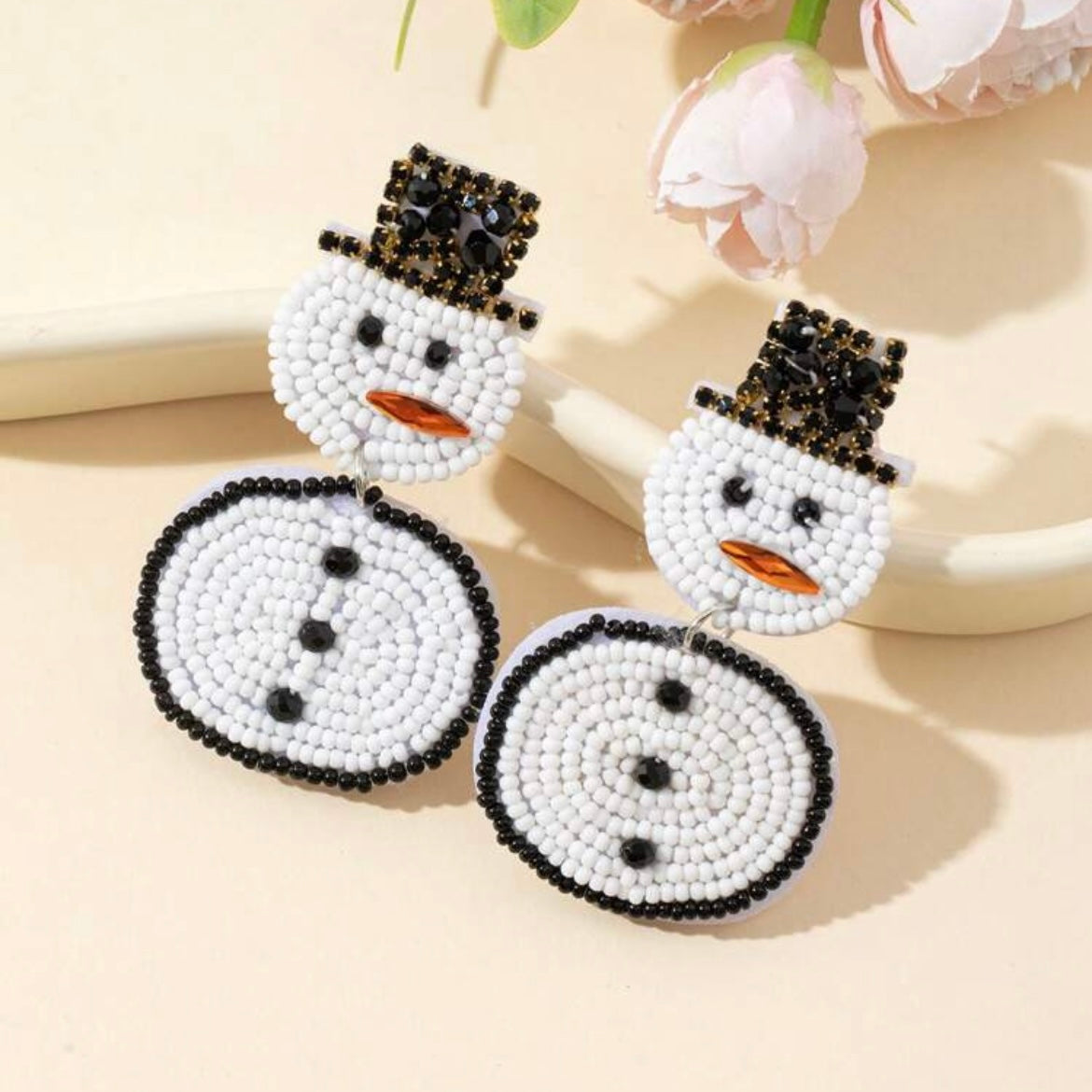 Beaded Frosty Earrings