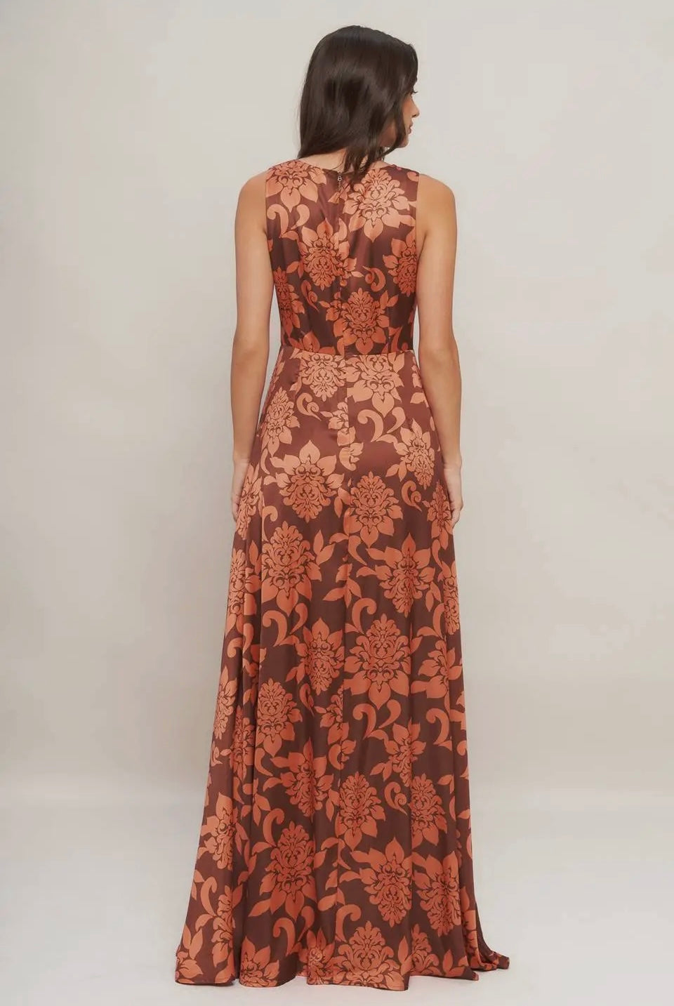 Rust Printed Maxi Dress