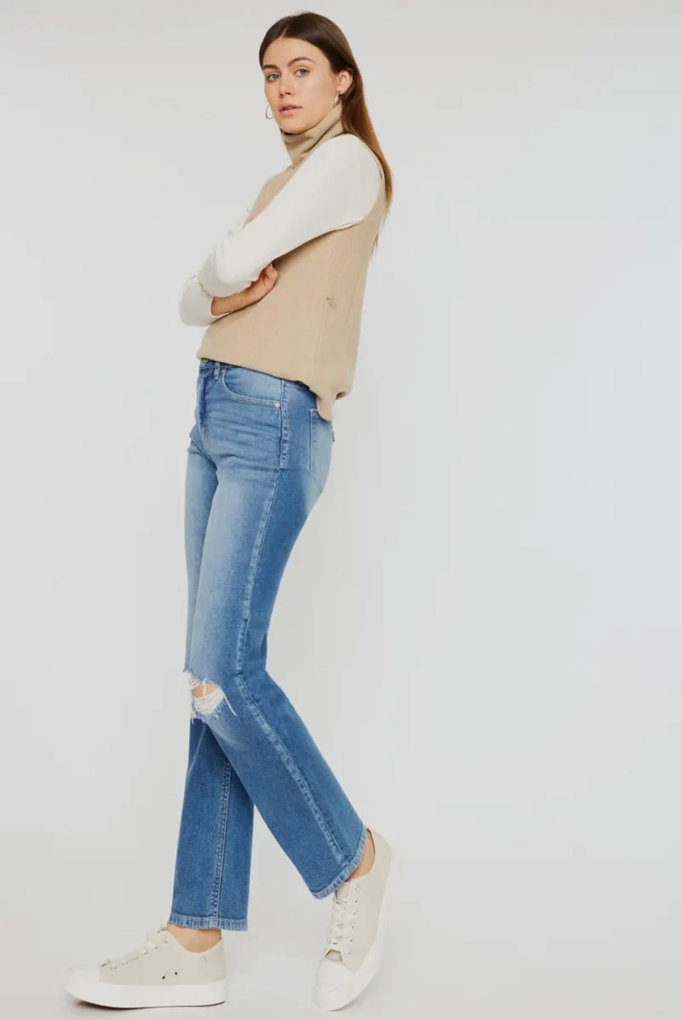 Kan Can High Rise Slim Straight Jeans