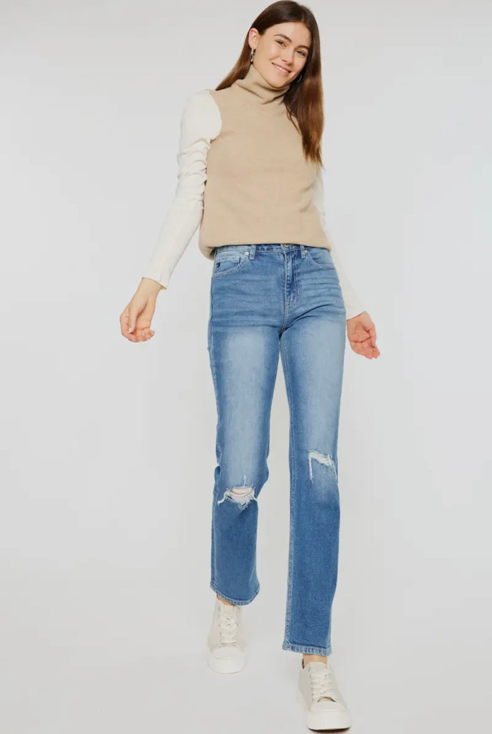 Kan Can High Rise Slim Straight Jeans