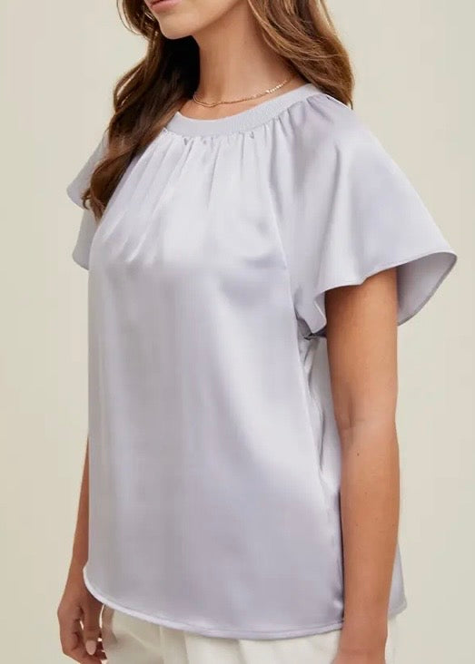 Flutter Sleeve Satin Blouse