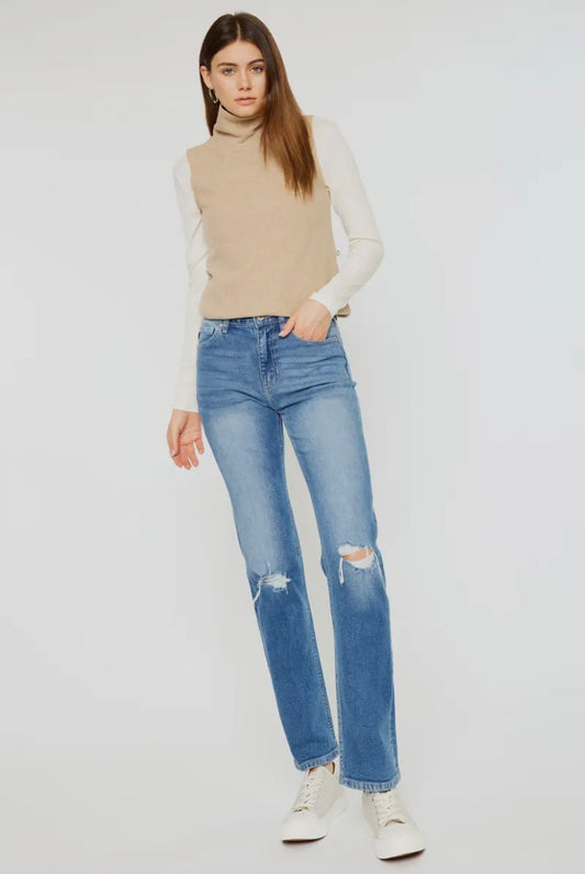 Kan Can High Rise Slim Straight Jeans