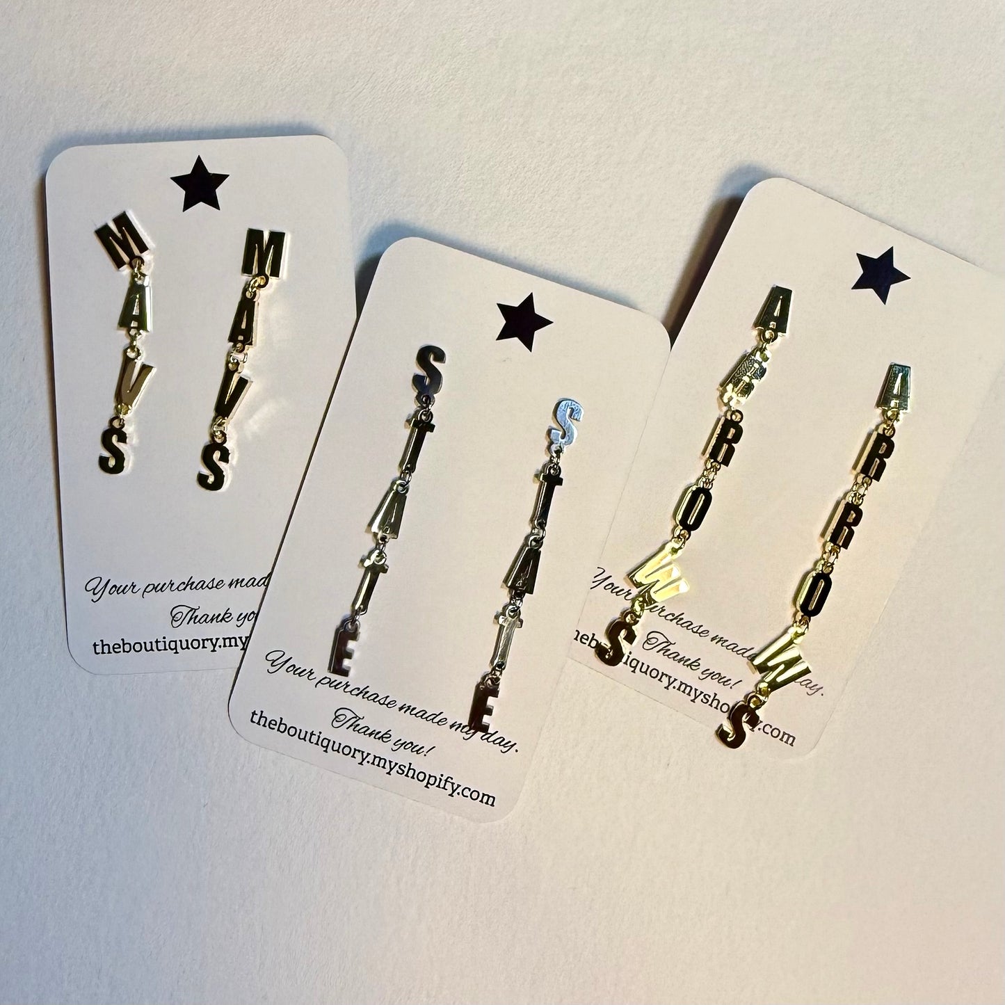 Custom Lettered Dangle Earrings
