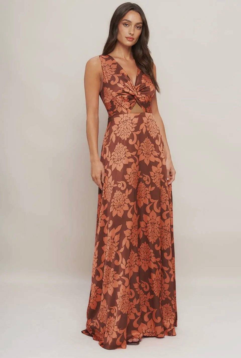 Rust Printed Maxi Dress