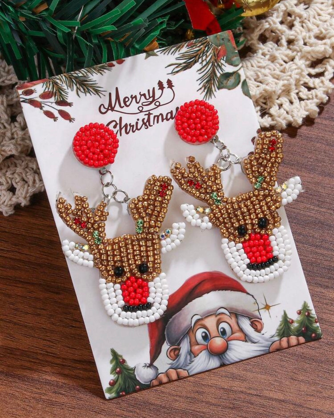 Beaded Rudolf Earrings