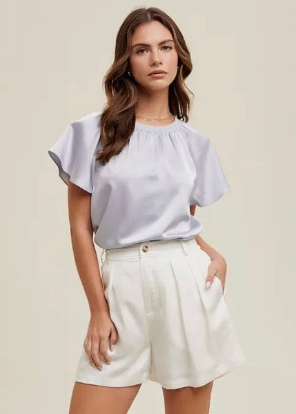 Flutter Sleeve Satin Blouse