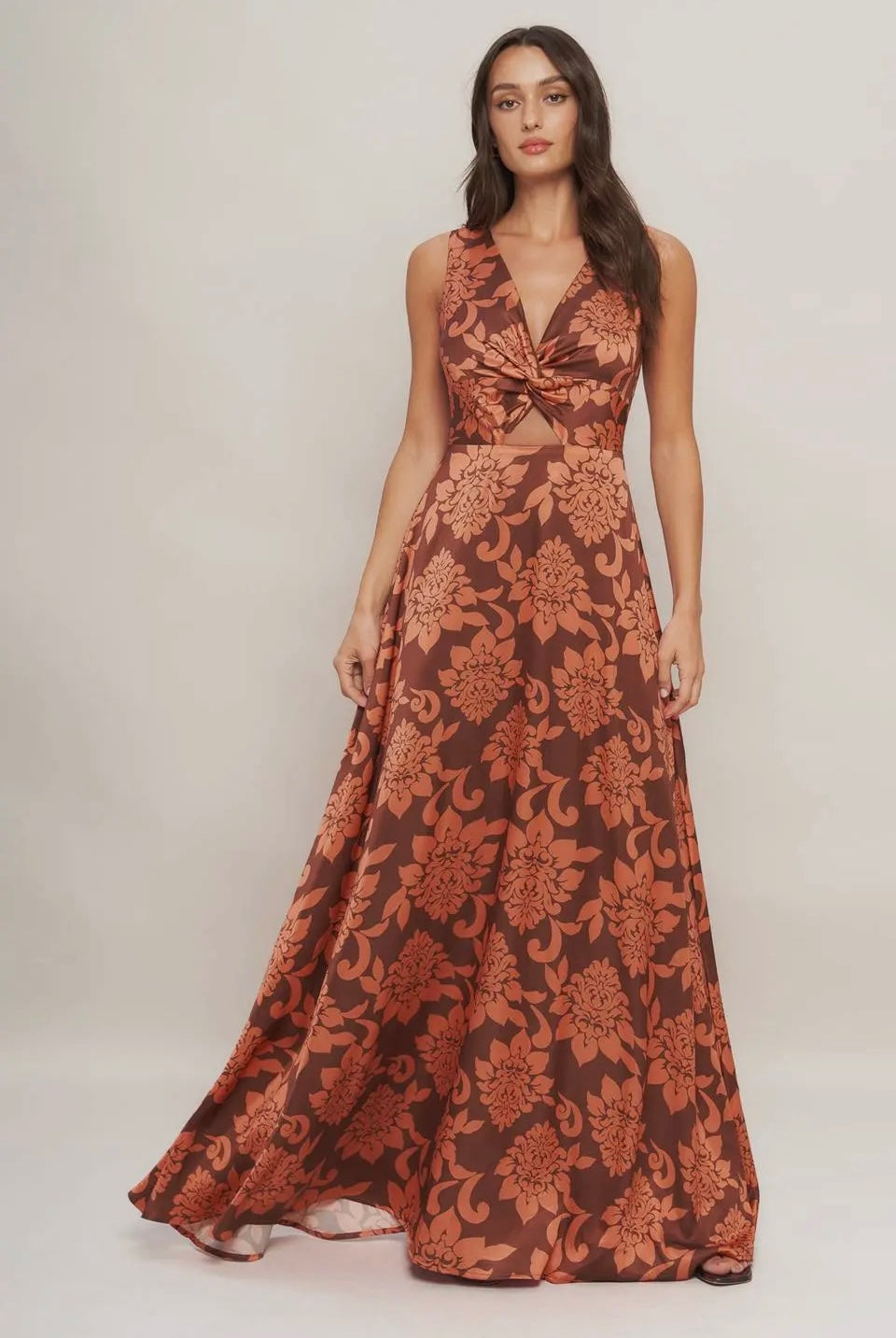 Rust Printed Maxi Dress