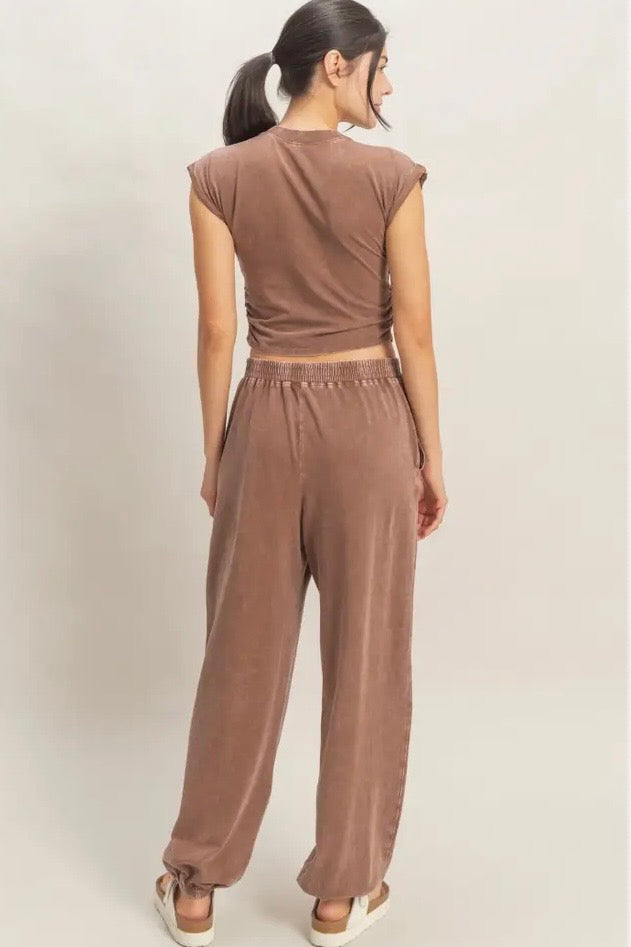 Wrap-Front Crop Top & Jogger Set