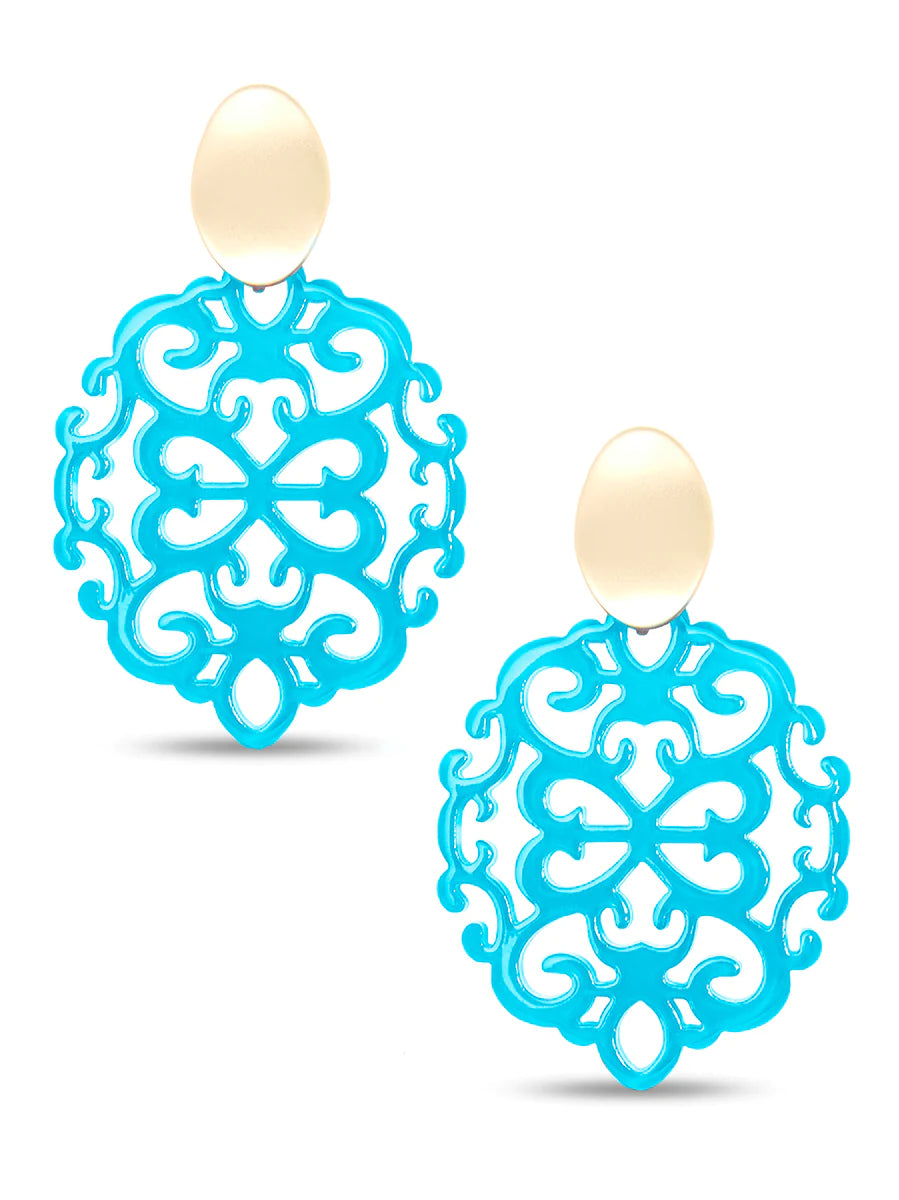 Modern Damask Pattern Resin Drop Earrings