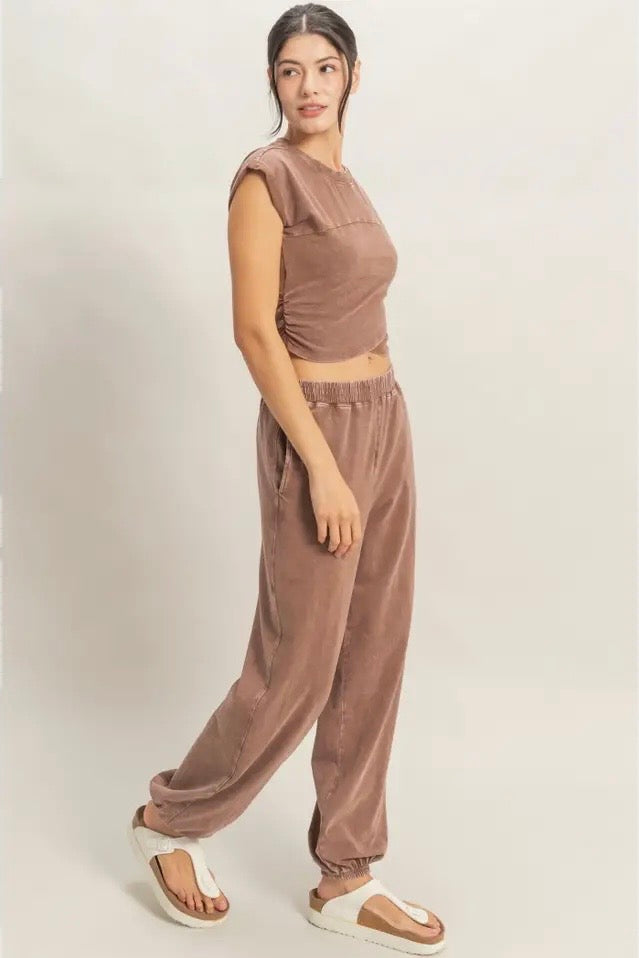 Wrap-Front Crop Top & Jogger Set