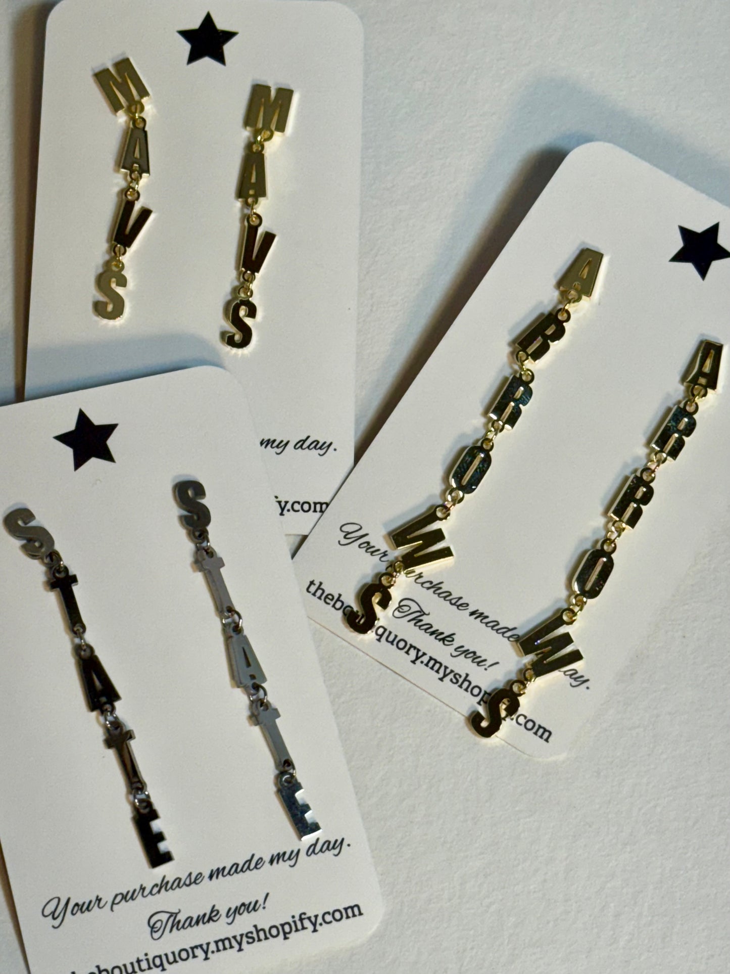Custom Lettered Dangle Earrings