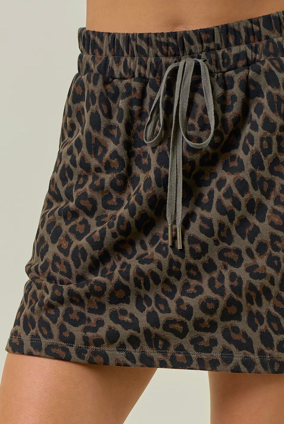 Leopard Terry Mini Skirt