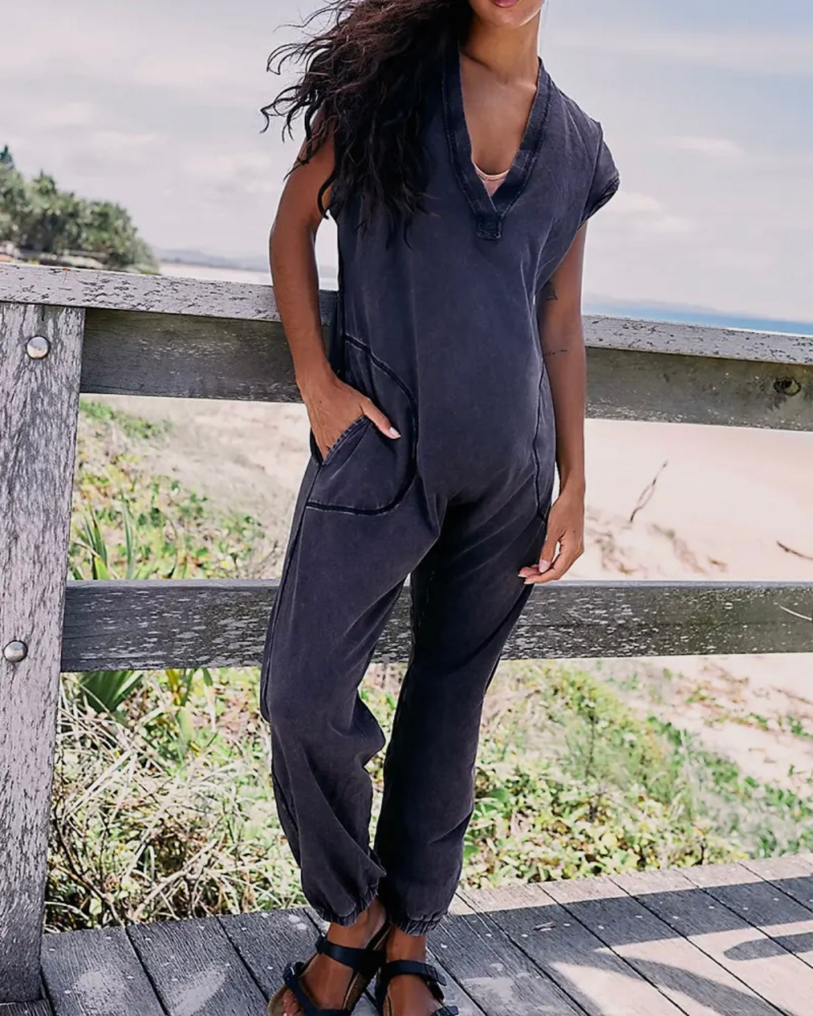 V-Neckline Jumpsuit