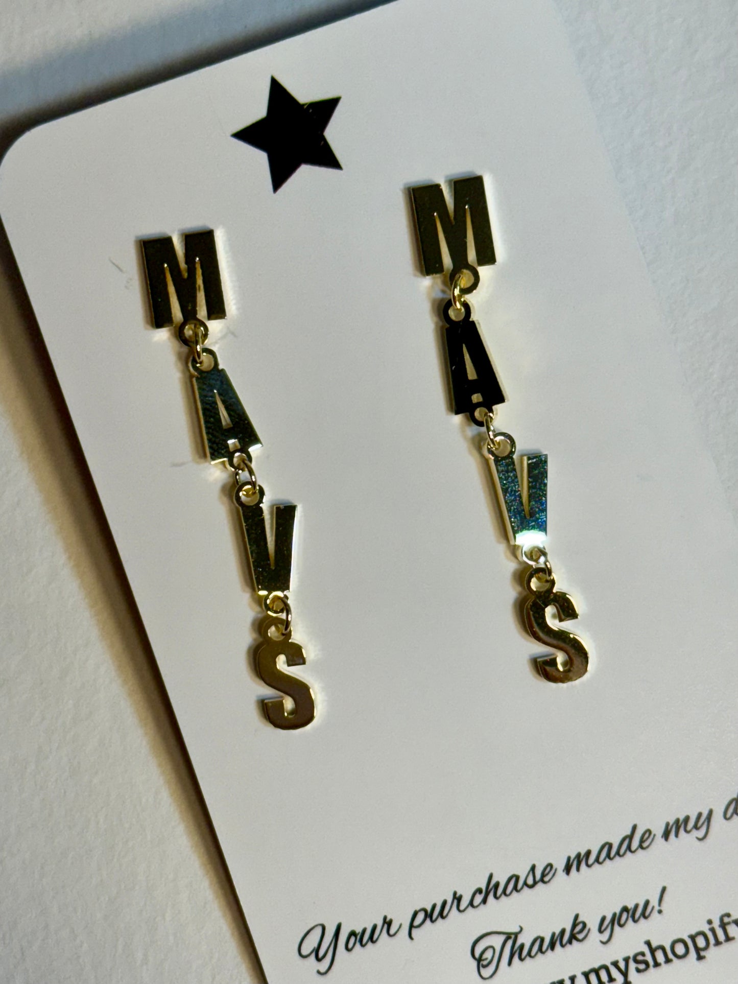 Custom Lettered Dangle Earrings