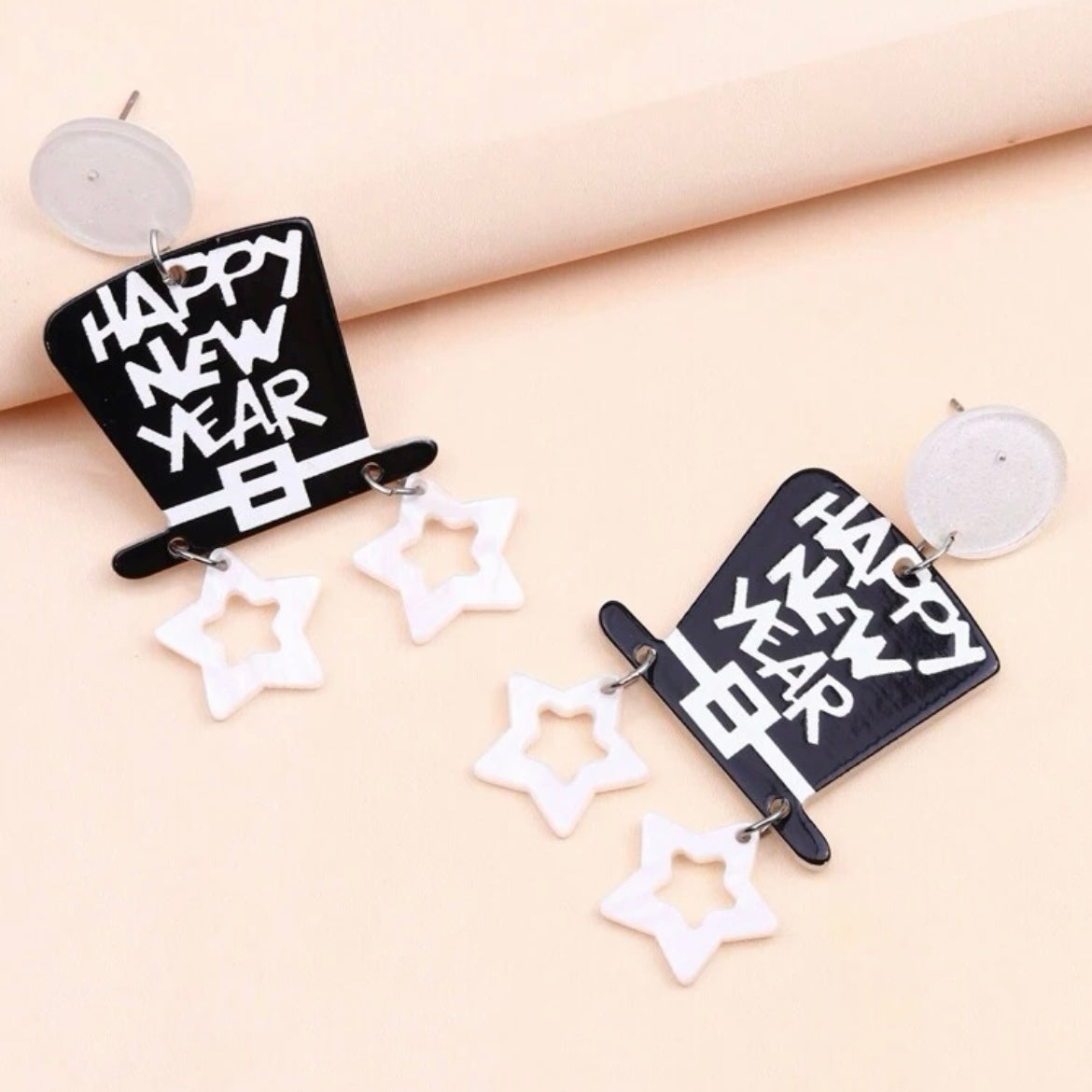Happy New Year Top Hat Earrings