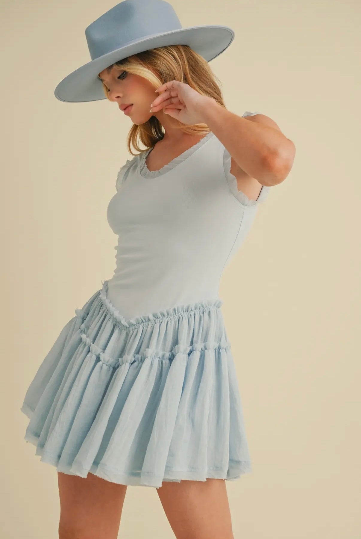 Sky Blue Drop
Waist Dress