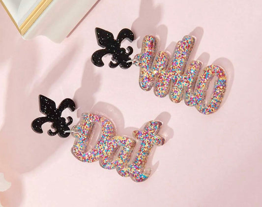 Who Dat Acrylic Earrings