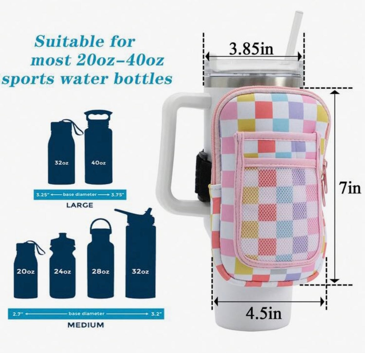 Large Checked Tumbler Pouch