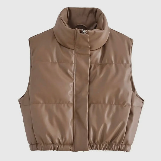Brown PU Leather Vest