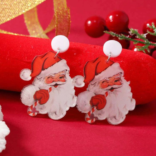 Candy Cane Santa Earrings