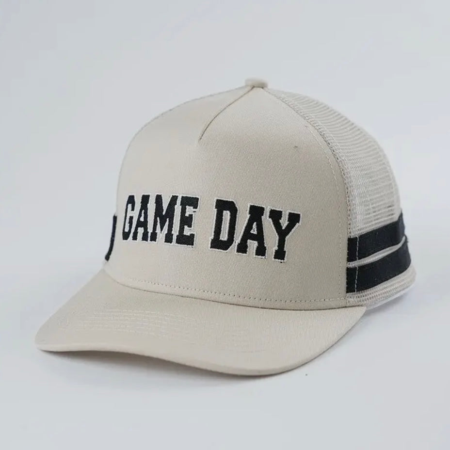 Embroidered Game
Day Double Stripe
Trucker Hat