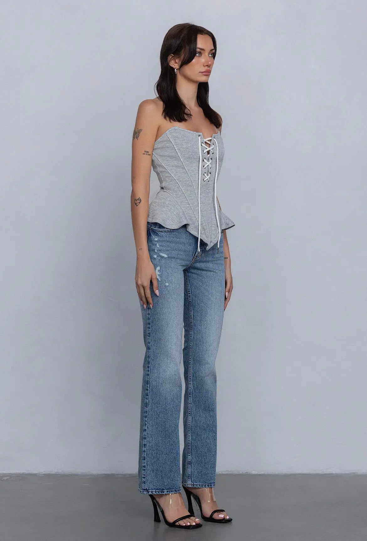 Jersey Bustier Lace Up Top