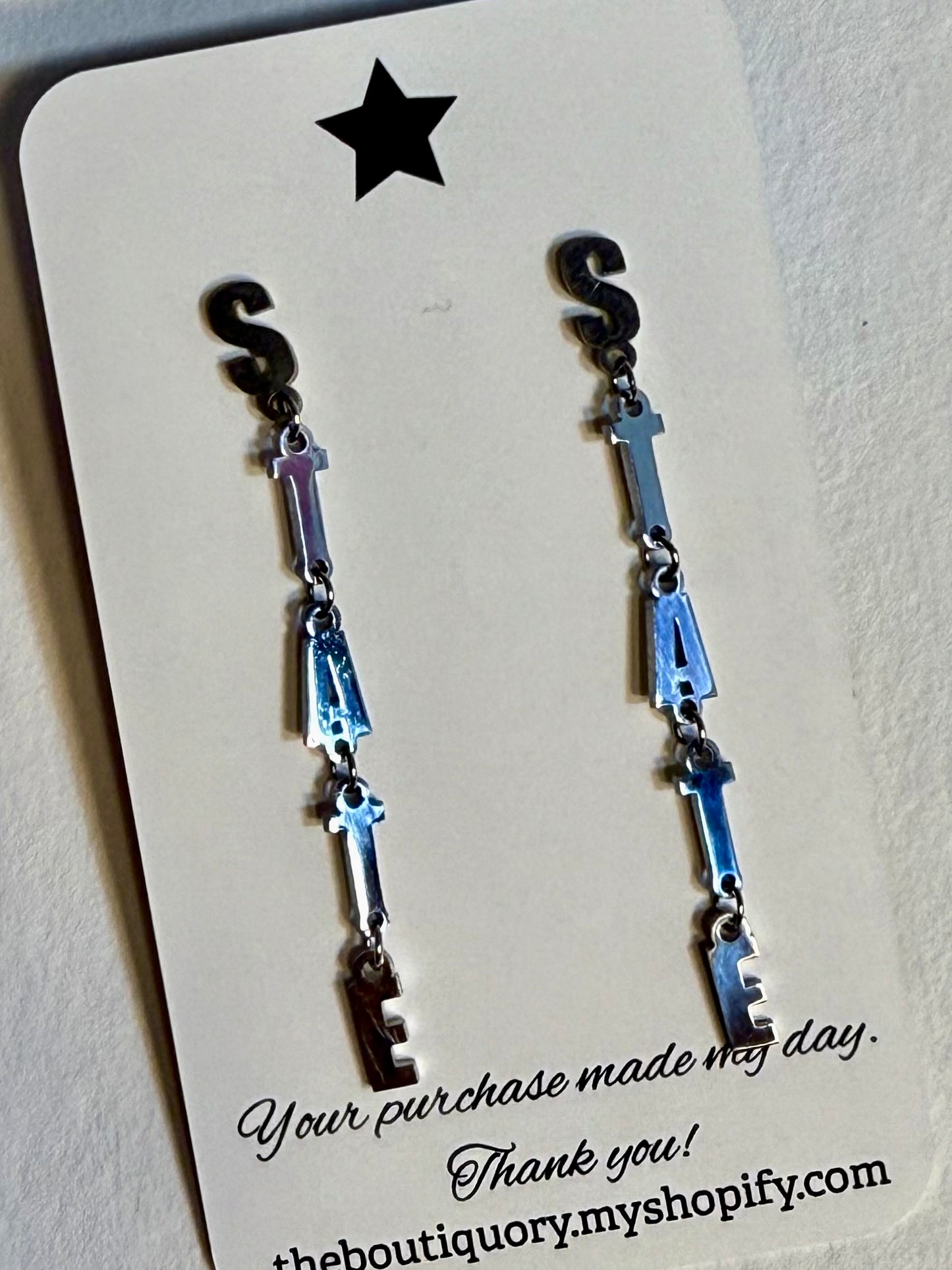 Custom Lettered Dangle Earrings