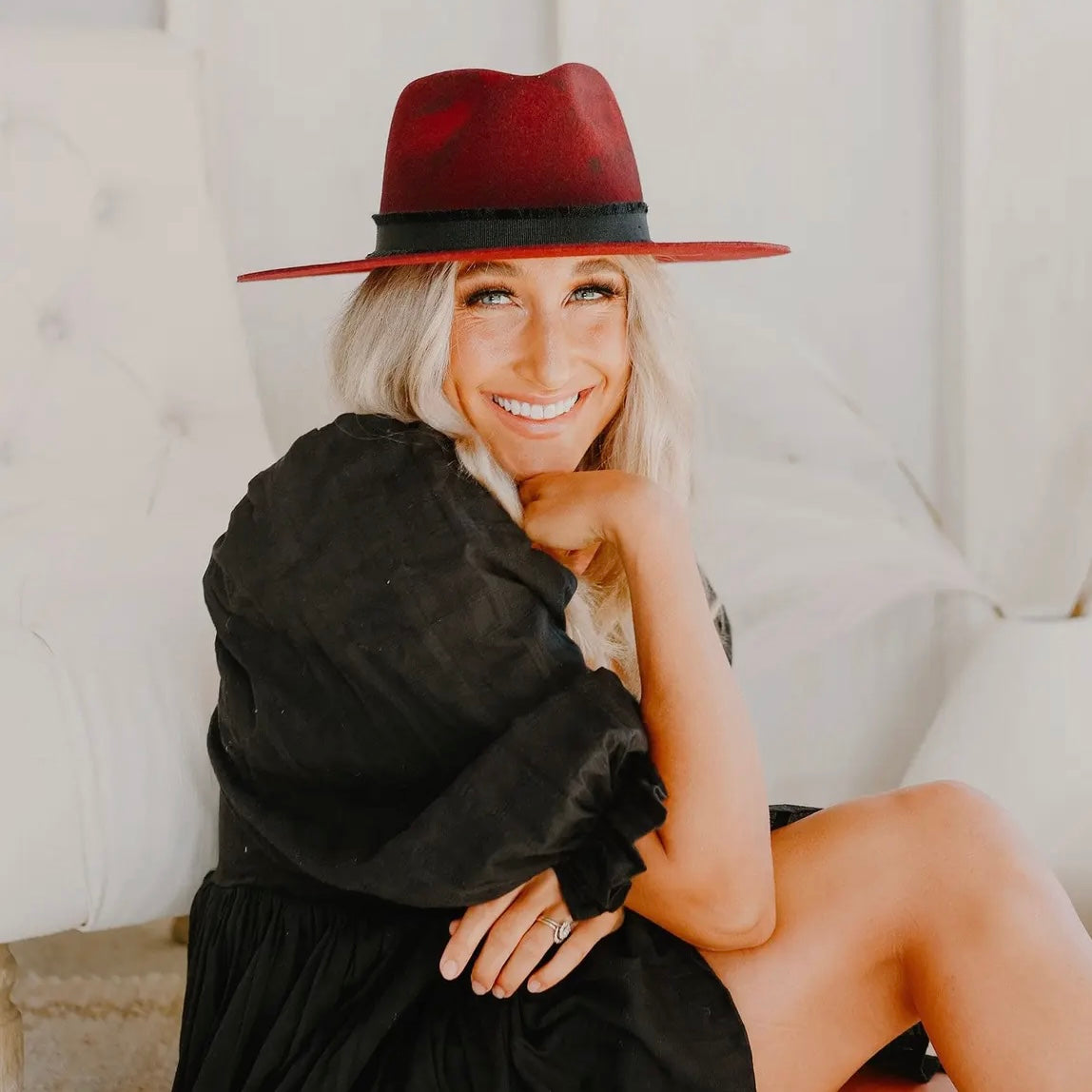 Bordeaux Womens Wide
Brim Felt Fedora Hat