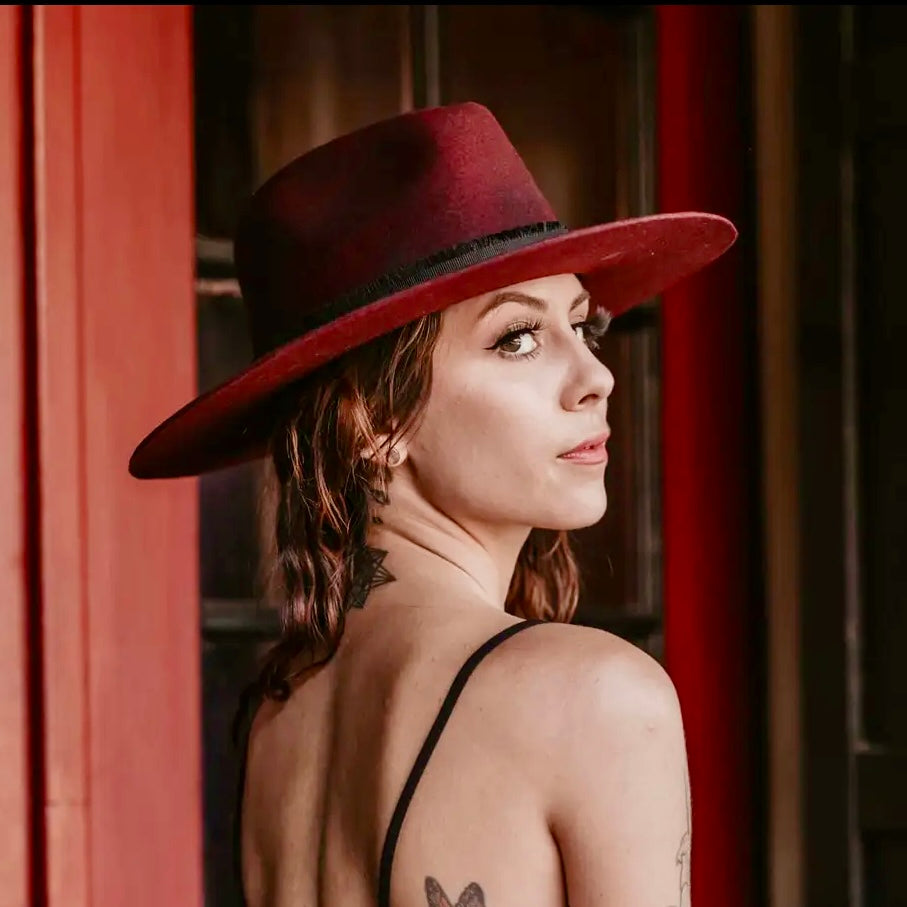Bordeaux Womens Wide
Brim Felt Fedora Hat