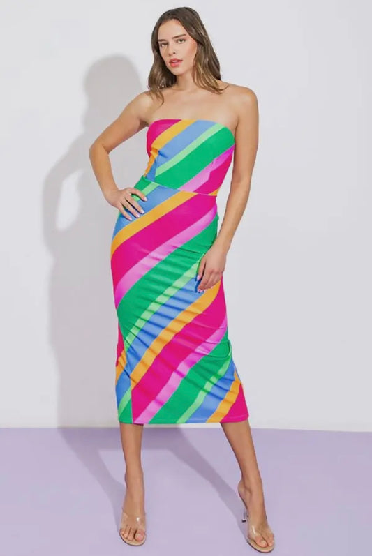 Printed Ponti Tube Dress