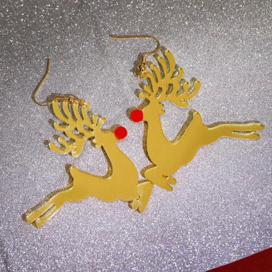 Golden Rudolph Earrings
