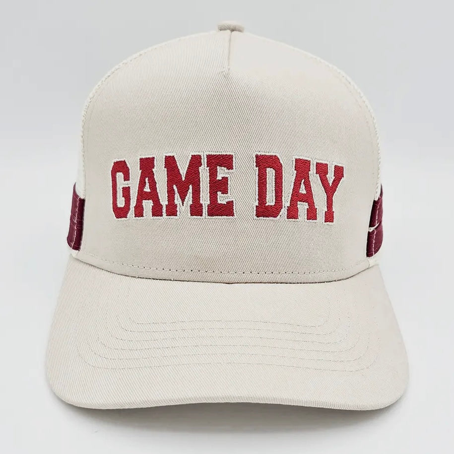 Embroidered Game
Day Double Stripe
Trucker Hat