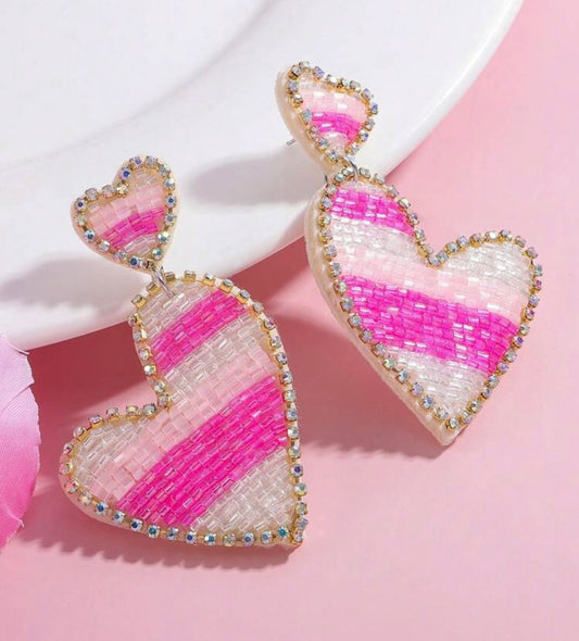 Striped Heart Valentine Earrings