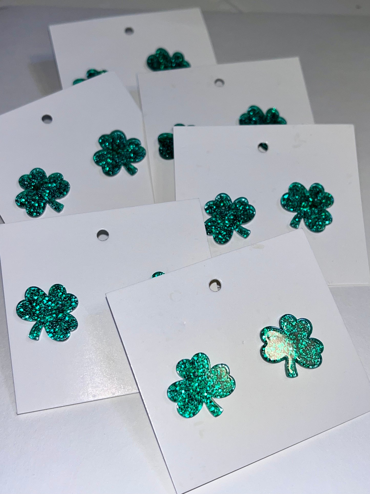 Acrylic Glitter Clover Studs