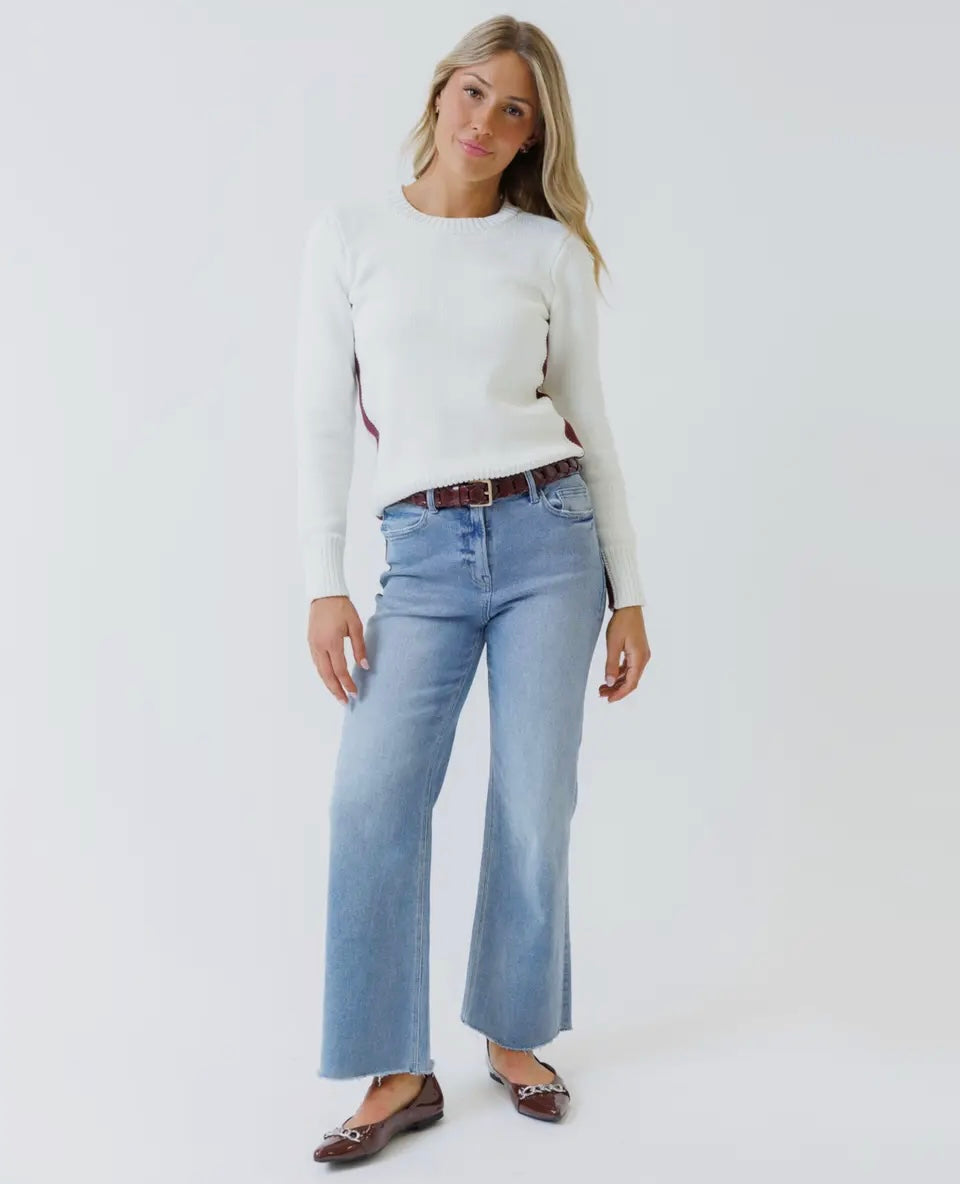 Nostalgia Side Stripe Crew Neck Sweater