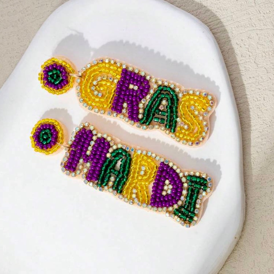Beading Mardi Gras Earrings