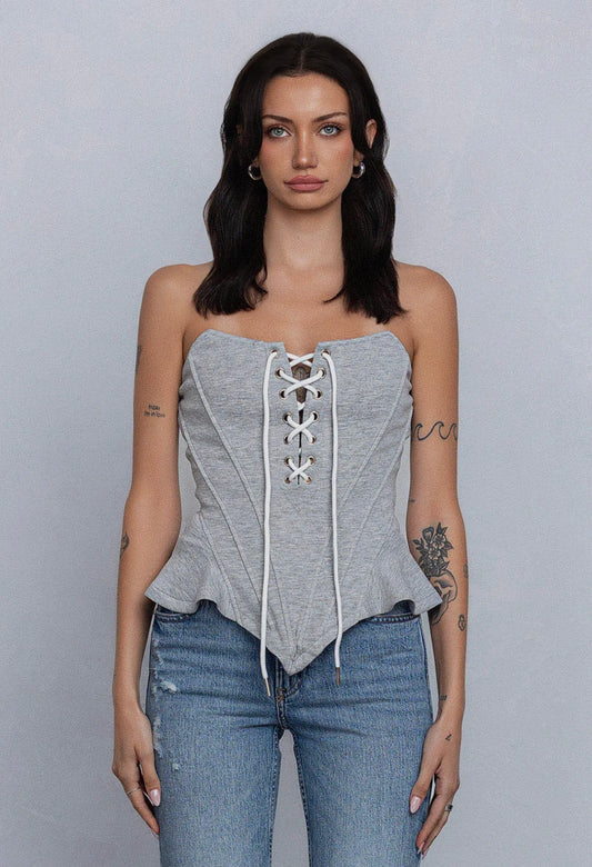 Jersey Bustier Lace Up Top