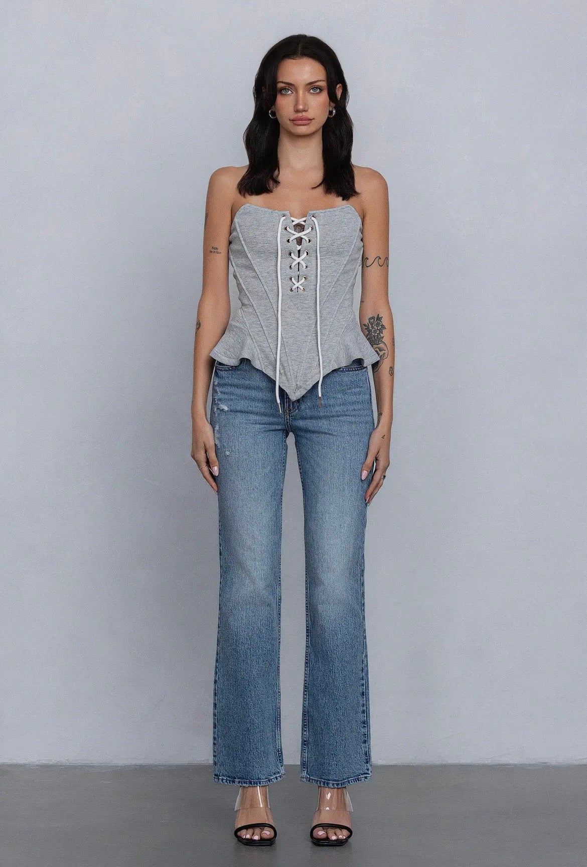 Jersey Bustier Lace Up Top