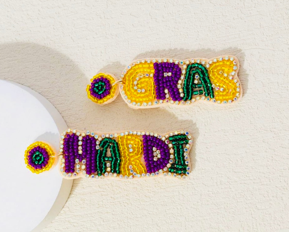Beading Mardi Gras Earrings