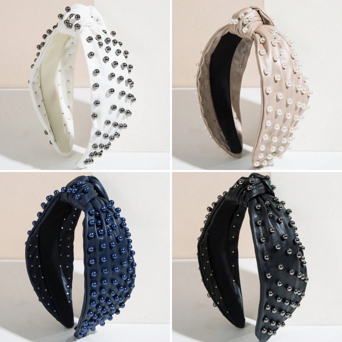 Leather Knot & Pearl
Hairband