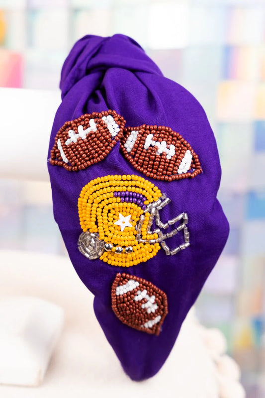 Purple & Yellow Football Headband
